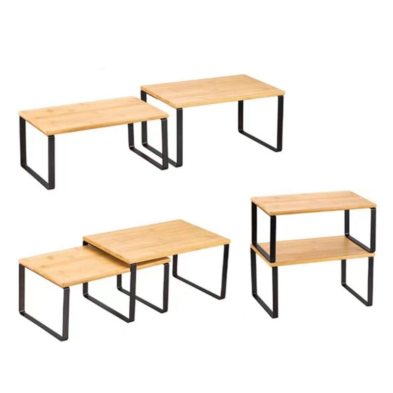 Organizzatori da Cucina Multiuso Espandibili e Impilabili Porta Spezie Comodi Scaffali da Cucina in Legno e Metallo