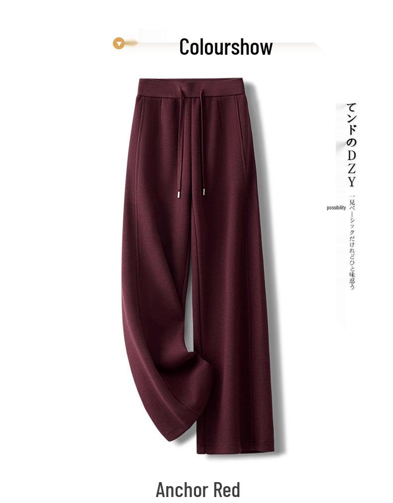 Ankola Women's Red Wool Wide-Leg Pants - New 2024 Autumn/Winter Collection