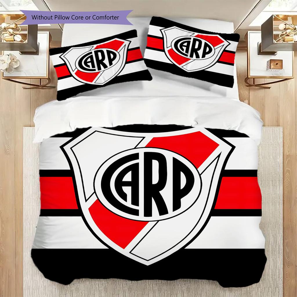 River Plate Logo Pattern Bedding Quilt Set Quilt Cover Pillowcase Home Decoration Birthday Gift (1 * Duvet Cover + 2 * Pillowcase, Without Core)