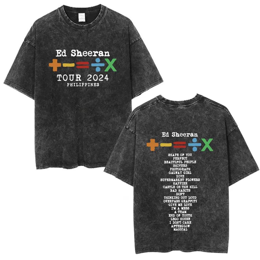 Ed Sheeran European Tour 2025 Vintage Washed T Shirts Mens Women Clothing Cotton Casual Short Sleeve Tshirt Fashion Tee Shirts