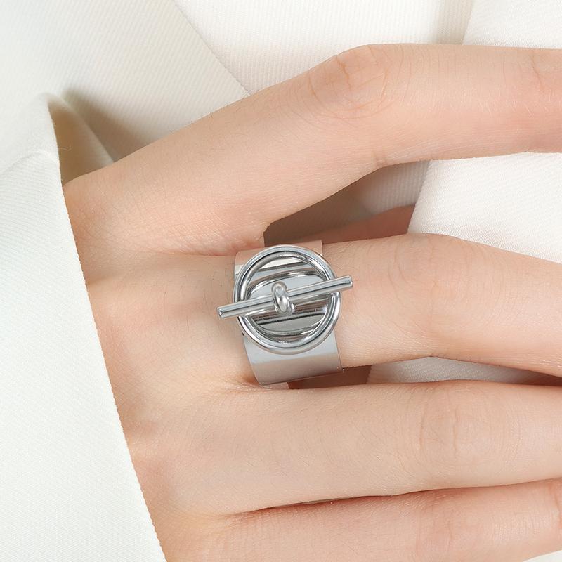 Rings For Women Stainless Steel Adjustable Non Tarnish 18K Gold Plated Punk Open Ring Designer Zircon Accessories Couples Gifts