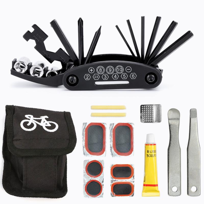 Bicycle Repair Kit 16 In 1 Multitool Set For Mountain And Road Bike Maintenance