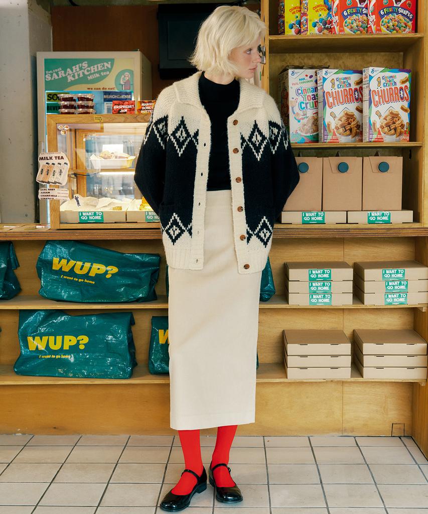 GREENBUTTER Corduroy Long Skirt (Cream)