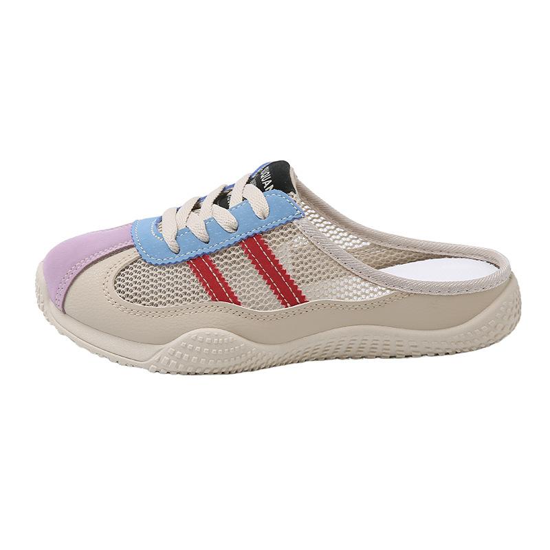 2025 summer cool slippers new Korean version ins schoolgirl half tray thick bottom heightening mesh breathable casual slippers