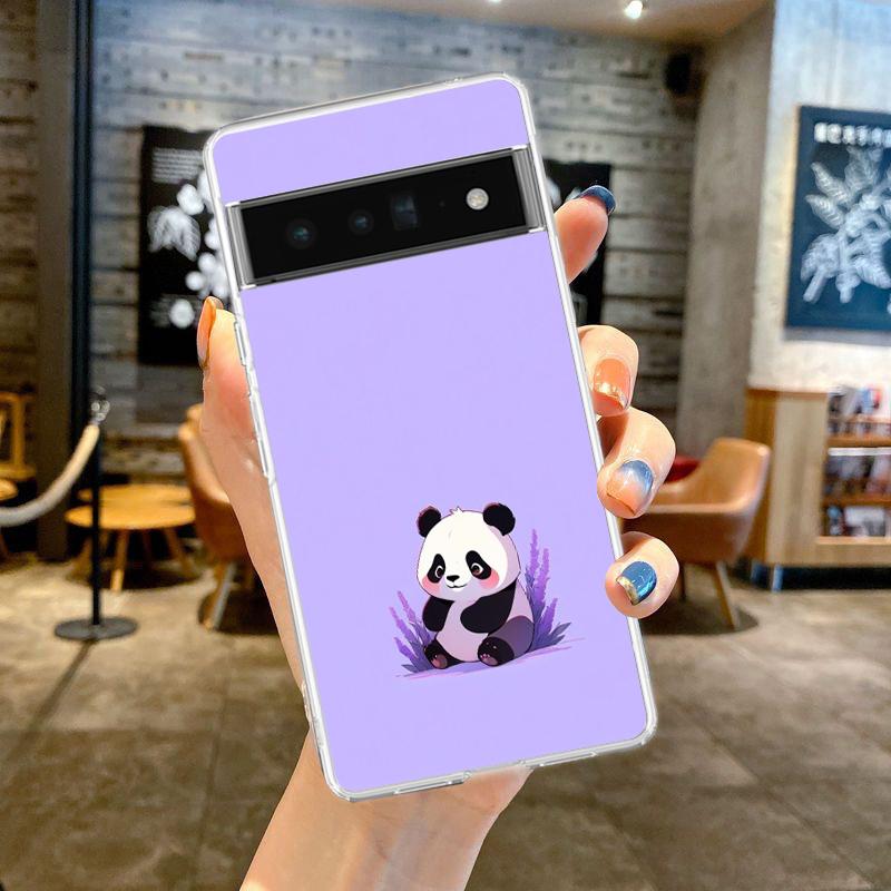 

Phone Case For Google Pixel 9 8 7 6 9A 8A 7A 6A 5 4 5A 4A 3A Pro XL Soft Clear TPU Transparent Cover Cartoon panda Google Pixel 8 Pro