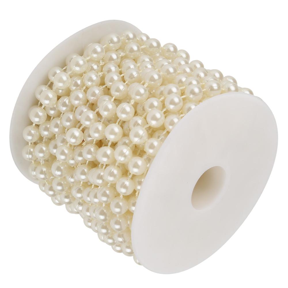 8mm Size Pearl Beads Garland Beige Color Faux Pearl Beads Garland White 10M Pearl String Floral Centerpieces