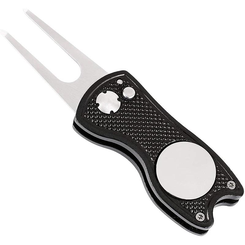 Metal Foldable Golf Divot Repair Tool Pop Up Button With Magnetic Ball Marker Portable Golf Green Tool Golfer Gift 5