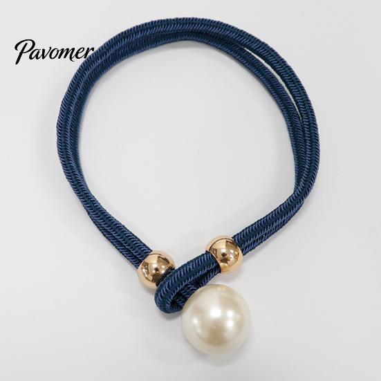 Faux Pearl Curtain Tieback 1Pc Tieback, Woven Rope Adjustable Holder, Stylish No Drill Tiebacks Bead End Draperies Holder for Living Room Bedroom