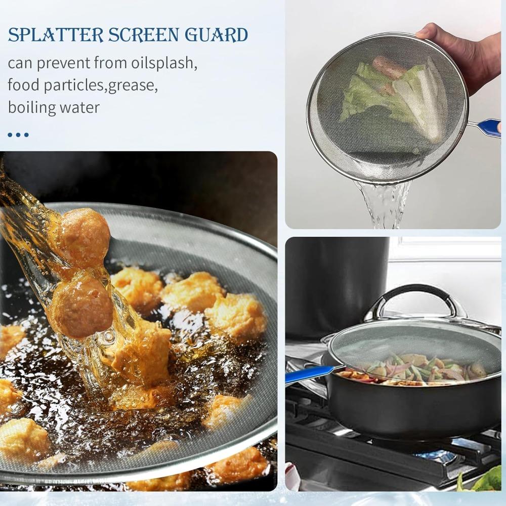 25/33cm Splash Guard Oil Splash Guard with Handle Splash Guard Frying Pan Oil Pan Splash Guard Reusable Kitchen Utensils