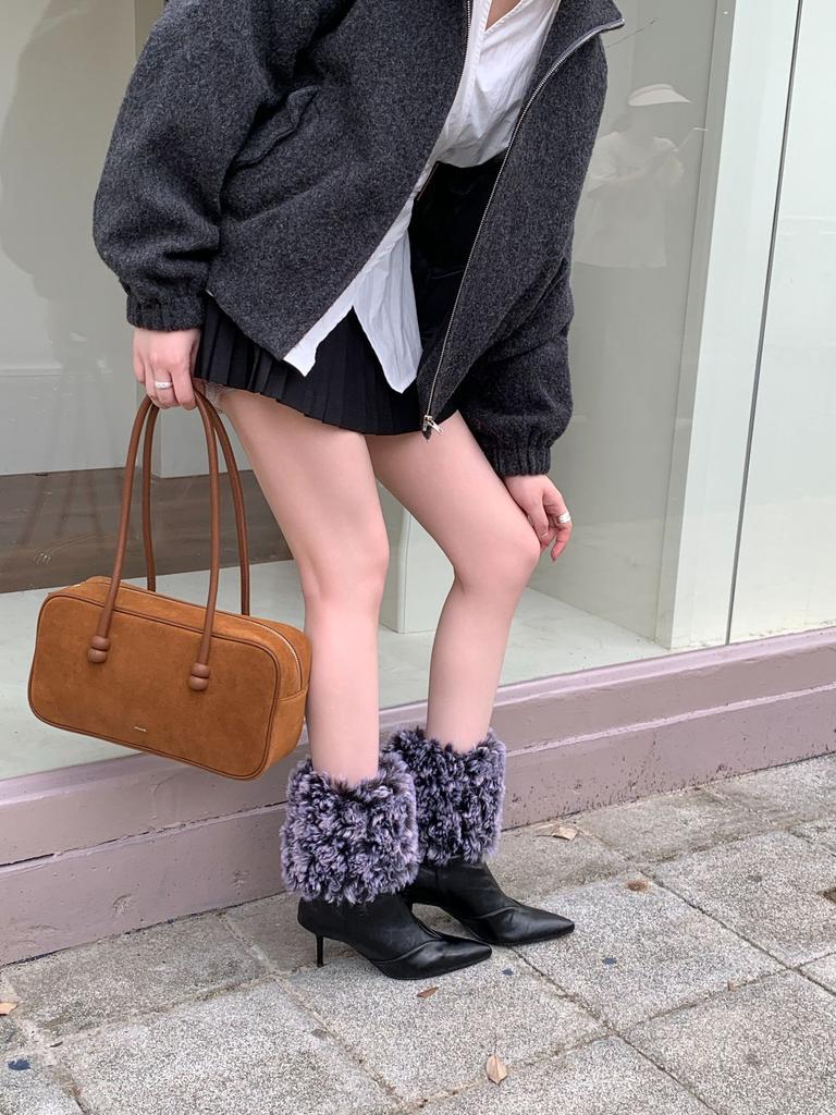 2025 autumn and winter new European and American fluffy high-heeled short boots pointed thin-heeled high-heeled women's boots