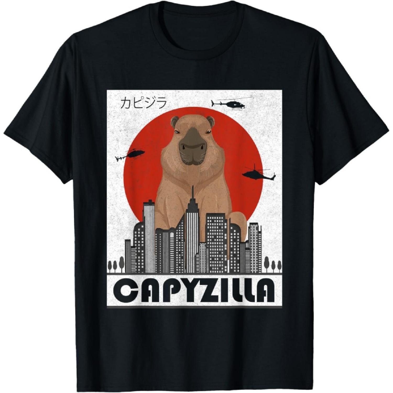Capyzilla Capybara Japanese Art Funny Capybara Men Women Kid T-Shirt S