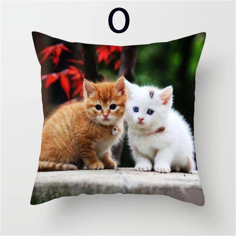 Cushion Cover Cute Cat Pattern Square Pillowcase Zipper Birthday Gift Sofa Home Hotel Decoration 45*45Cm