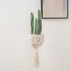 Handwoven Plant Holder With Natural Cotton Rope Wall Mounted Planter Basket For Indoor Outdoor Garden Decoration