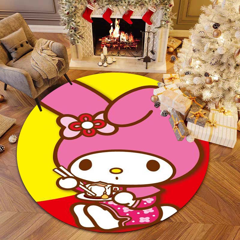 

This My Melody Cartoon Round Rug Can Be Used To Decorate Living Rooms, Bedrooms, Sofas, and Playrooms; It Is A Non-slip Rug. 80cm