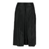 Pleated Front Leather Midi Skirt Black