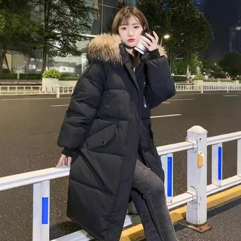 Women's Winter Korean-Style Long Down Cotton Coat - Trendy, Loose-Fit, Thick, Large Size.