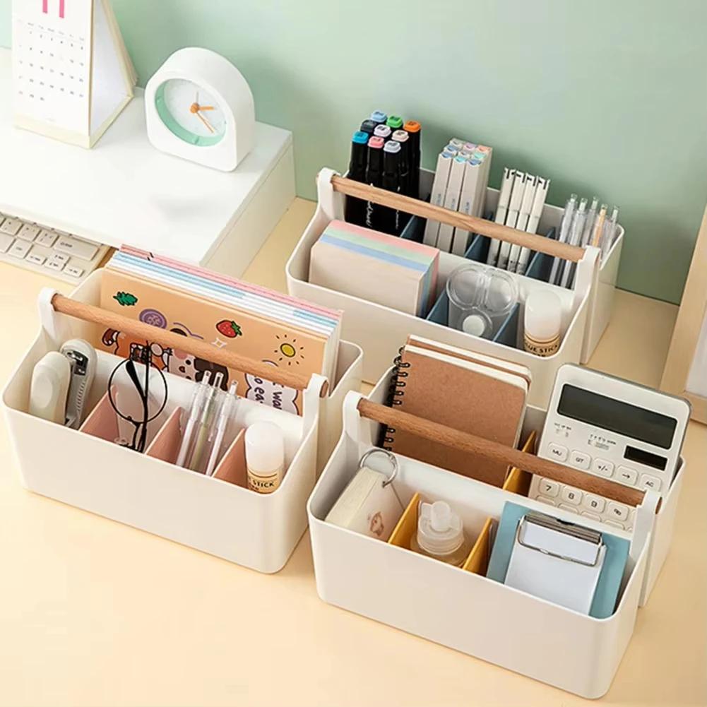 Portable Desktop Pen Holder Multifunctional Storage Holder Large Capacity Marker Pen Stationery Storage Box Desktop Organizer