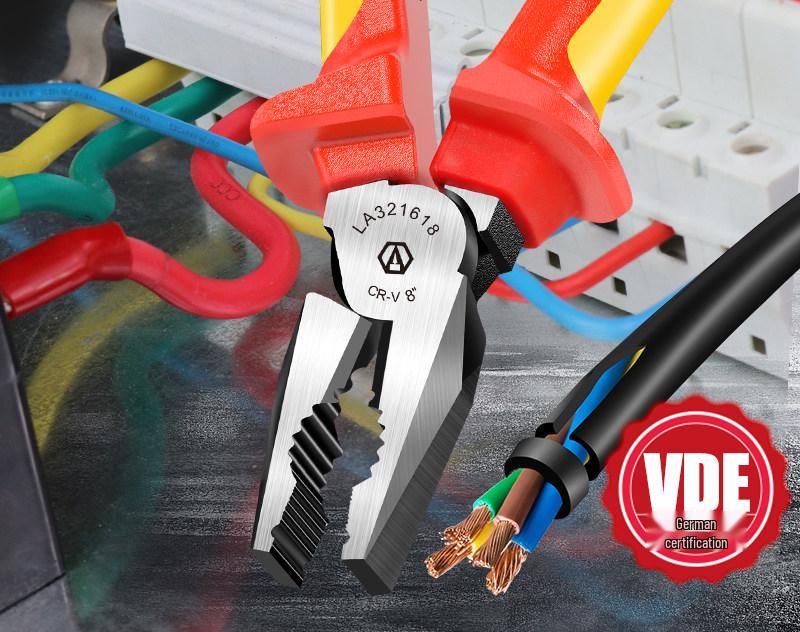 VDE Certified 1000V Insulated Electrician Pliers - Combination, Wire Cutters, Needle Nose, and Angled Pliers