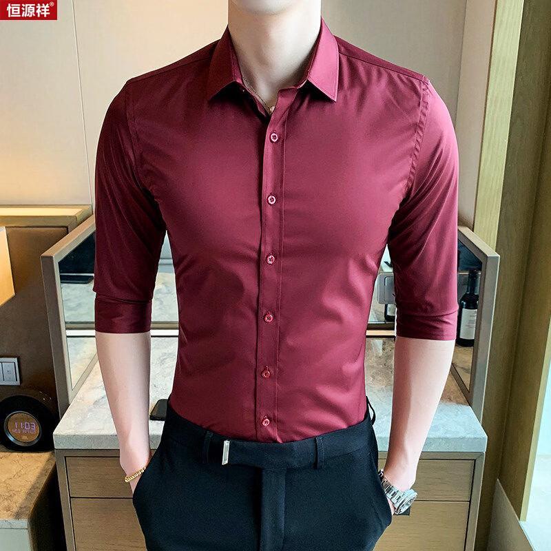 Men s Business Casual Seven-Sleeve Shirt 38/M