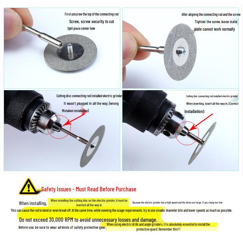 Electroplated Diamond Cutting Disc for Jade, 16-60mm, for Electric Grinder