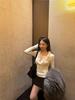 Spicy Girl Floral V-Neck Long-Sleeve Top - Korean Style for Autumn/Winter