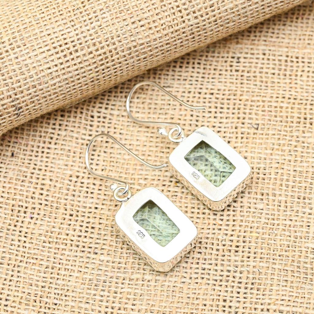 Schillernder Aqua-Apatit-Edelstein, handgefertigte Schmuckohrringe aus 925er Sterlingsilber für Hochzeitsgeschenk