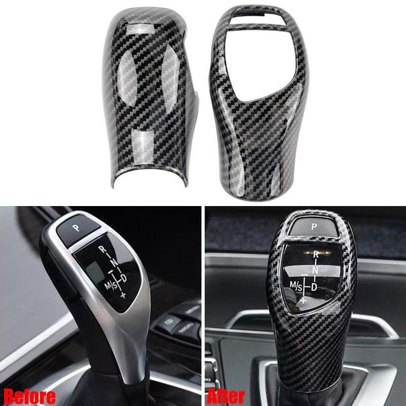 2Pcs/Set LHD Carbon Fiber Car Gear Shift Knob Cover Trim Interior Gear Shift Collars For BMW X5 X6 1/2/3/4/5/6 Series
