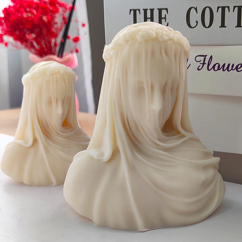 Veiled Lady Candle Sculpture Woman Body Silicone Mould Silicone Mold Female Bride Antique Bust Statue Art Decorations