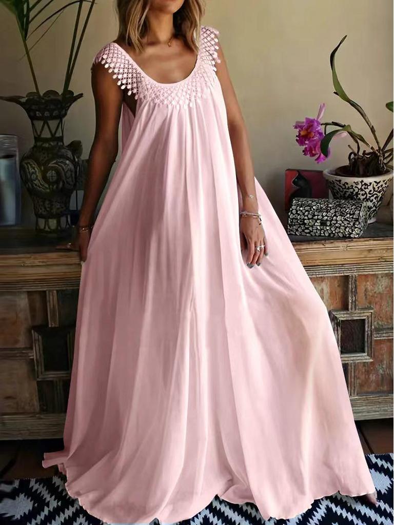 2025 Summer High-End Solid Color Long Dress for Europe and America
