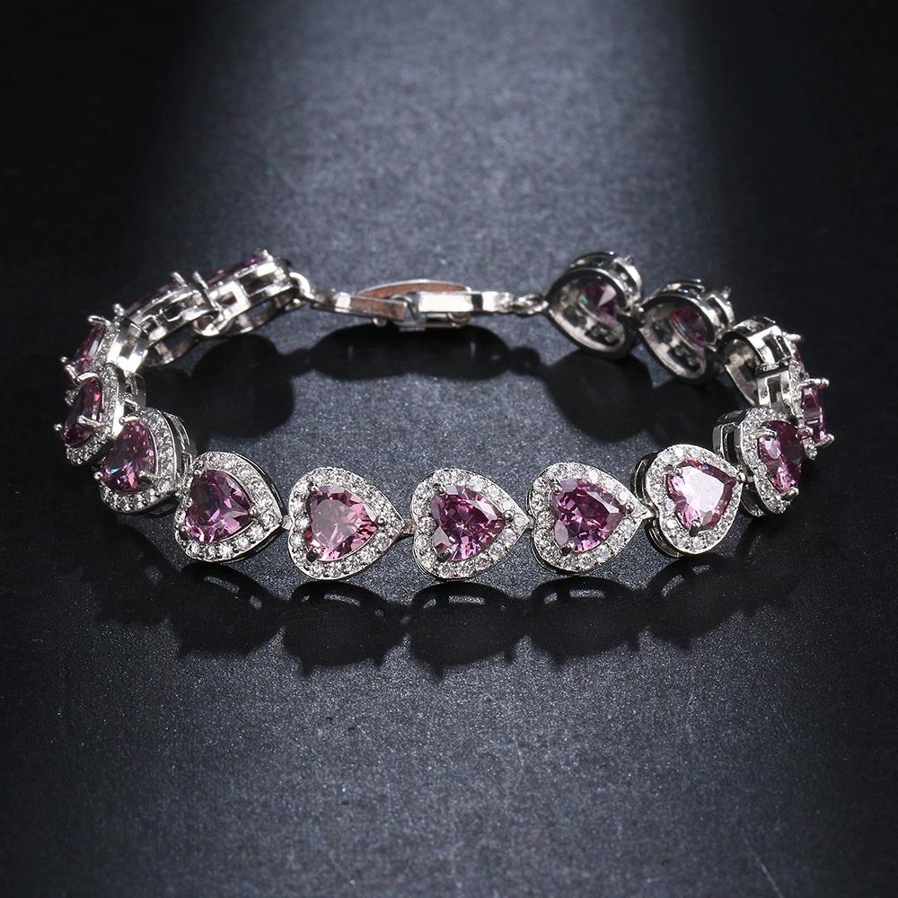 SUGO Elegant Synthetic Purple Zirconia Bracelet , Shiny Fashion Accessory, Perfect Match for Rugby Events, Ladies' Jewelry