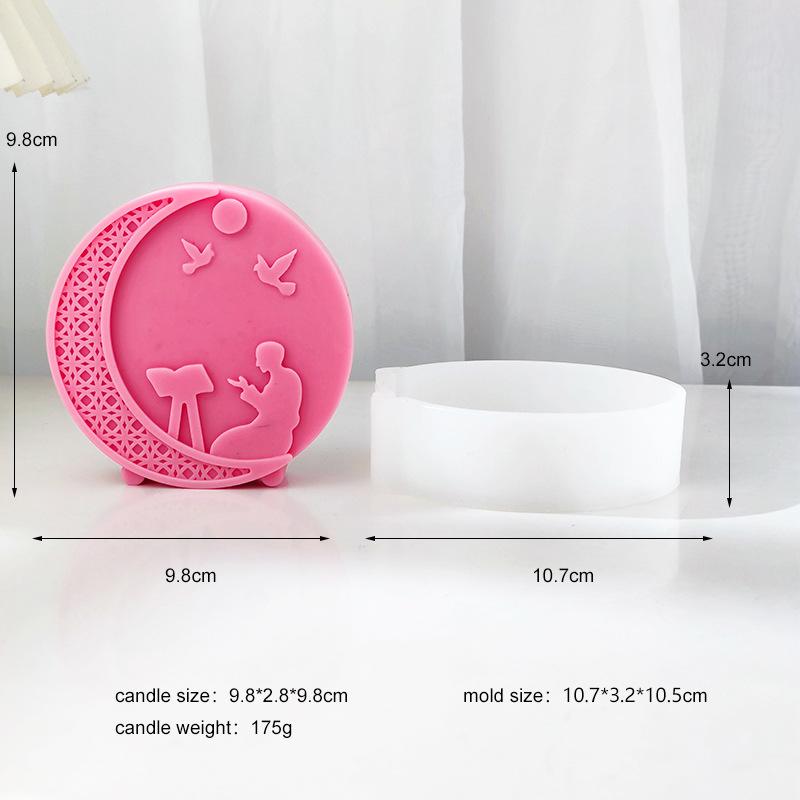 DIY Mosque Style Round Moon Aromatherapy Candle Mold for Eid al Fitr Luna Candle Soap Making Tool Home Decoration Ornament