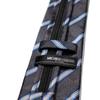 [Michiko London] KOSHINO One-Touch Tie, Striped, Zipper Tie, No-Knot, Easy to Wear, Silk Blend, MKZP-1-C, Gray, Gift, Stylish