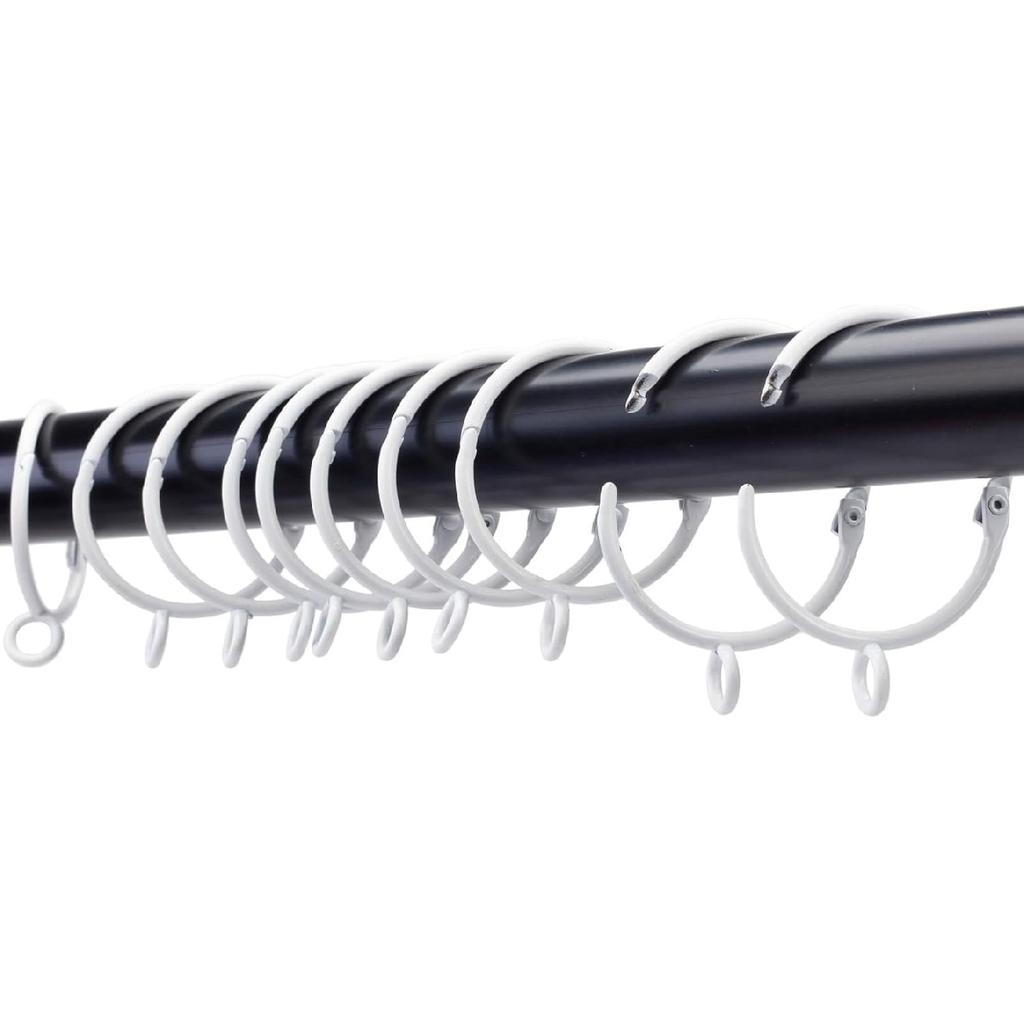 Openable Curtain Rings with Eyelets, 1inch Heavy Duty Rustproof Metal Drapery Rings,Shower Curtain Rings 24pcs Black Zocang