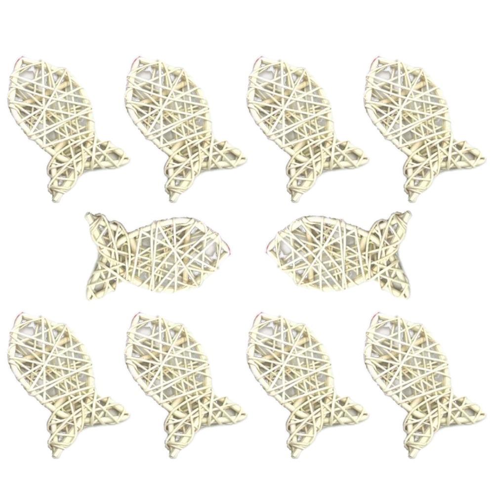 10PCS Multicolor Artificial Rattan Ball Heart Moon Fish DIY Accessories Christmas Balls Ball Star Xmas Tree Ornament Photo Props