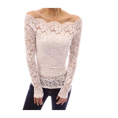 Women's Fashion Casual Spring Fall Solid Color Print Long Sleeve One Shoulder Blouses & Shirts