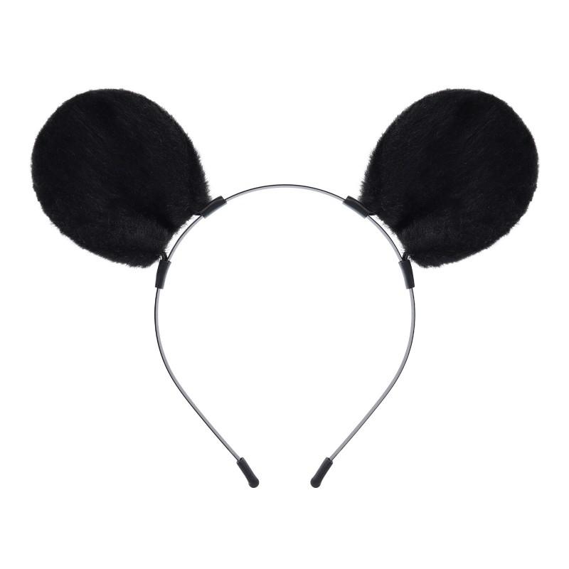 Handmade Plush Mouse Ears Headband With Tail Set Cosplay Animal Ear Costume Accessory Halloween Party