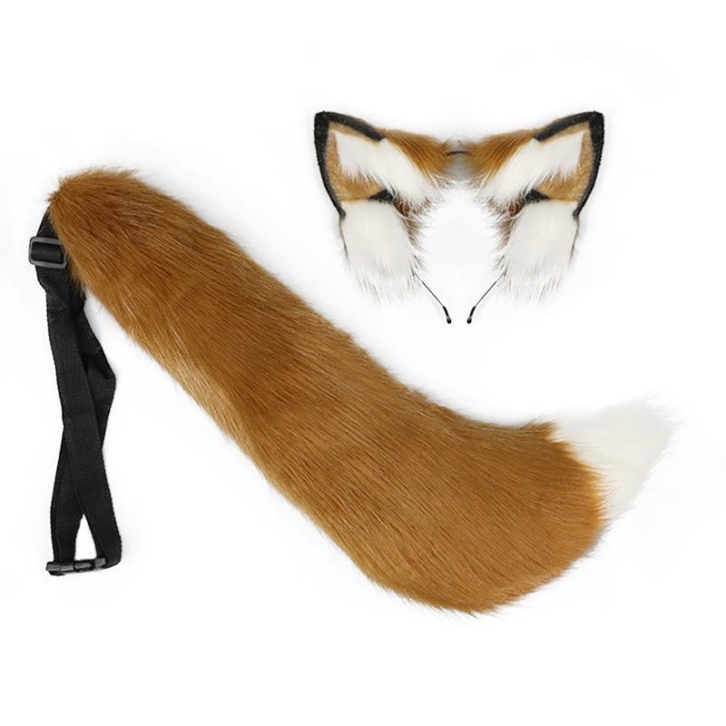 Halloween Fox Ear Headband Fox Tail Set Demon Fox Tail Comic Exhibition cos Props Second Dimensional Fox Ear Beast Ear Headband
