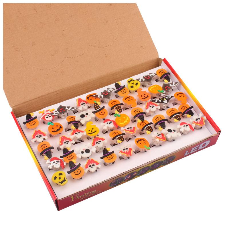 

Children Halloween Luminous Rings Creative Cute Pumpkin Ghost Eye Rings Halloween DIY Decorations LED Flash Finger Ring Halloween Ring Random 1pc