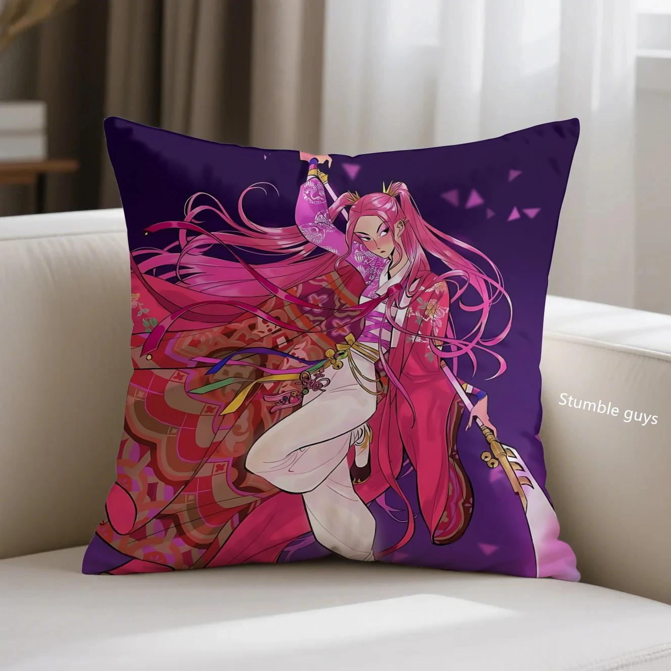 

Kpop Demon Hunters Pillowcase Anime Sofa Cushion Cover Living Room 18x18Inch