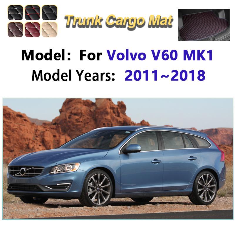 For Volvo V60 2011~2018 2013 2015 Leather Car Trunk Mat Cargo Storage Cushion Liner Boot Carpet Pad Auto Interior Accessories