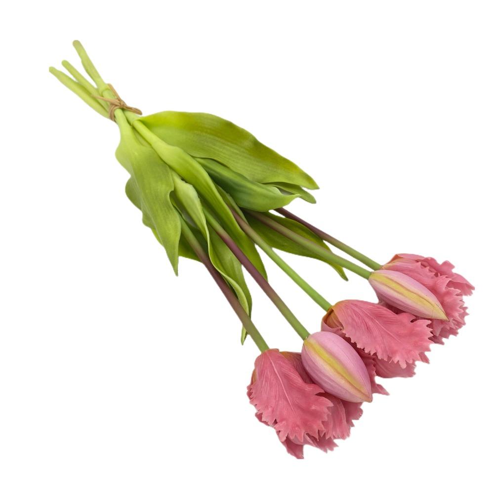5pcs Real Touch Simulation Tulip Bouquet Luxury Fake Flowers  Ride Bouquet