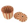 2 STÜCK Gewebter Aufbewahrungskorb mit Deckel Stabiles Eisengestell Rot Vintage Dekorativer Rattan-Bodenkorb für Kleidung Decke Spielzeug Snack