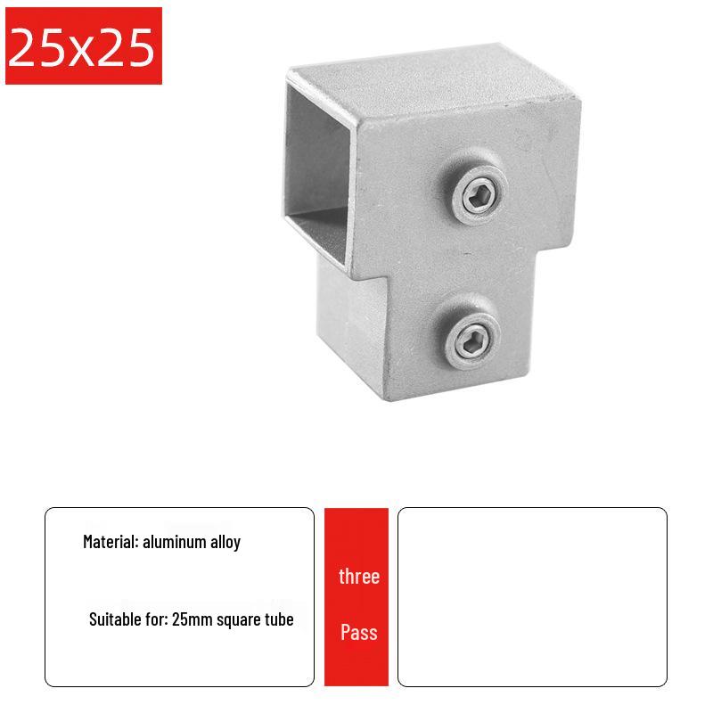 Square Aluminum Alloy Tube Connector, 20/25/30mm, Galvanized Steel Shelf Fastener, Hole-Free Design