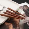 4/20Pcs Imitation Wooden Handle Cutlery Set Brown Silver Dinnerware Set Knife Fork Spoons Tableware Stainless Steel Flatware