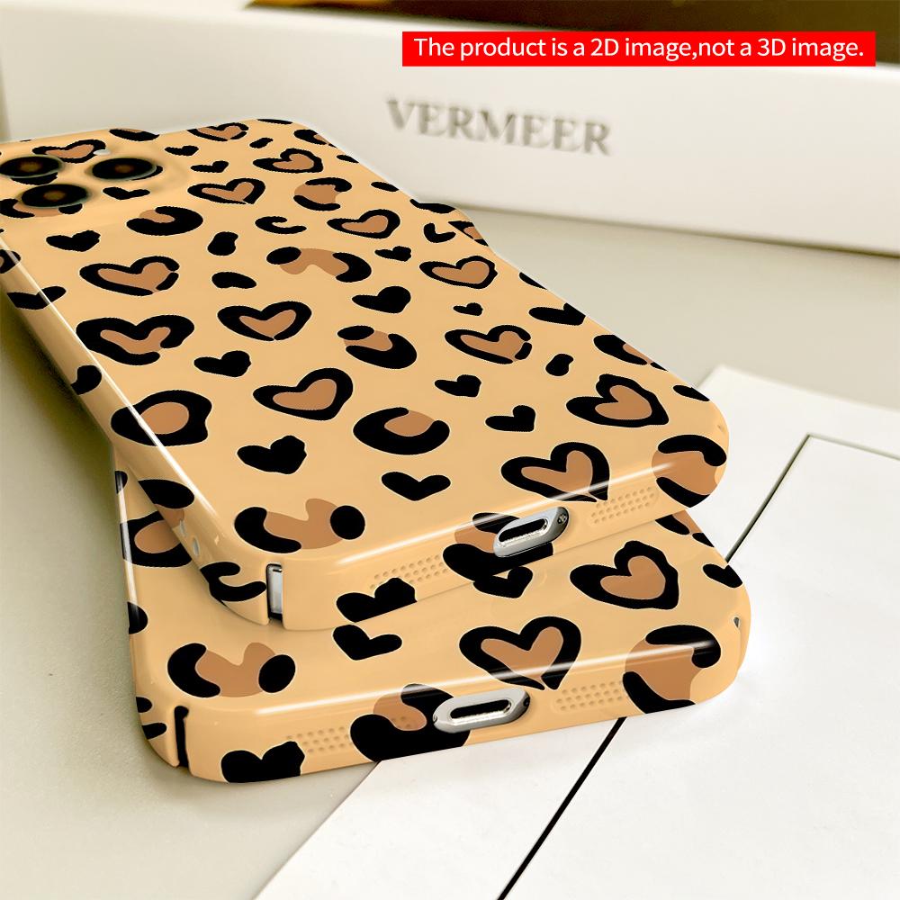 Heart Leopard Pattern Phone Case All inclusive film hard phone case, compatible with iPhone 18 Pro Max 17 16 15 14 13 12 11