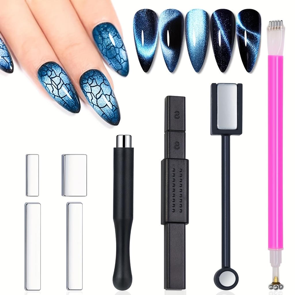 8Pcs Nail Art Cat Eye Magnet For Nails Gel Polish Magnets Pens Nail Art Tools Gradient Ombre Design Magnetic Sticks