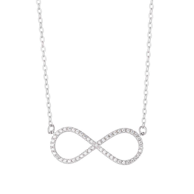 Elegant Sterling Silver Pink Infinity Necklace with European & American Style