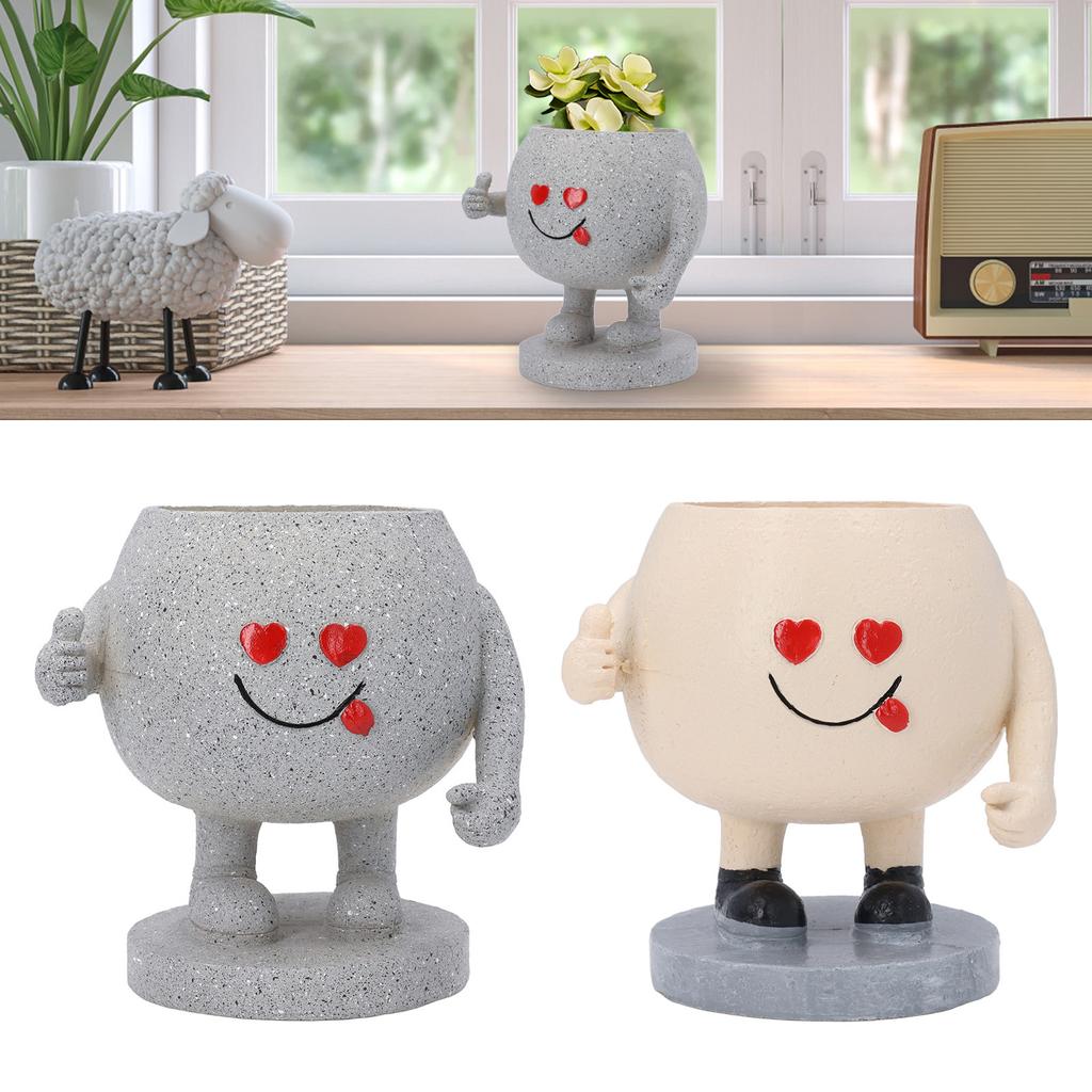 Urocza doniczka okrągła kreskówkowa żywiczna twarz doniczka doniczka z otworem drenażowym na sukulenty Ind