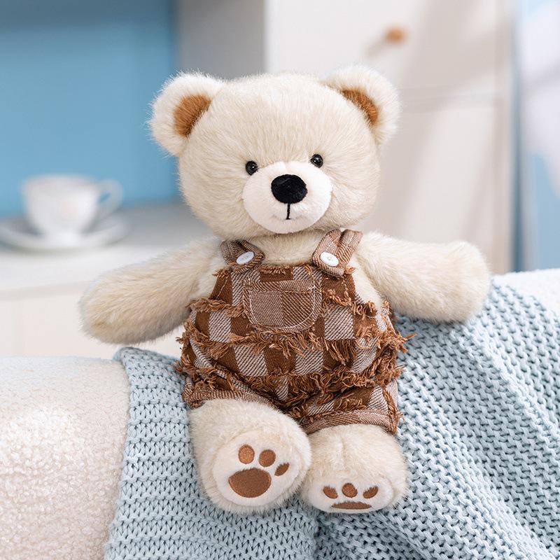 Cross Baby Denim Riddle Bean Bear Plush Toy – Healing Companion Doll for Children