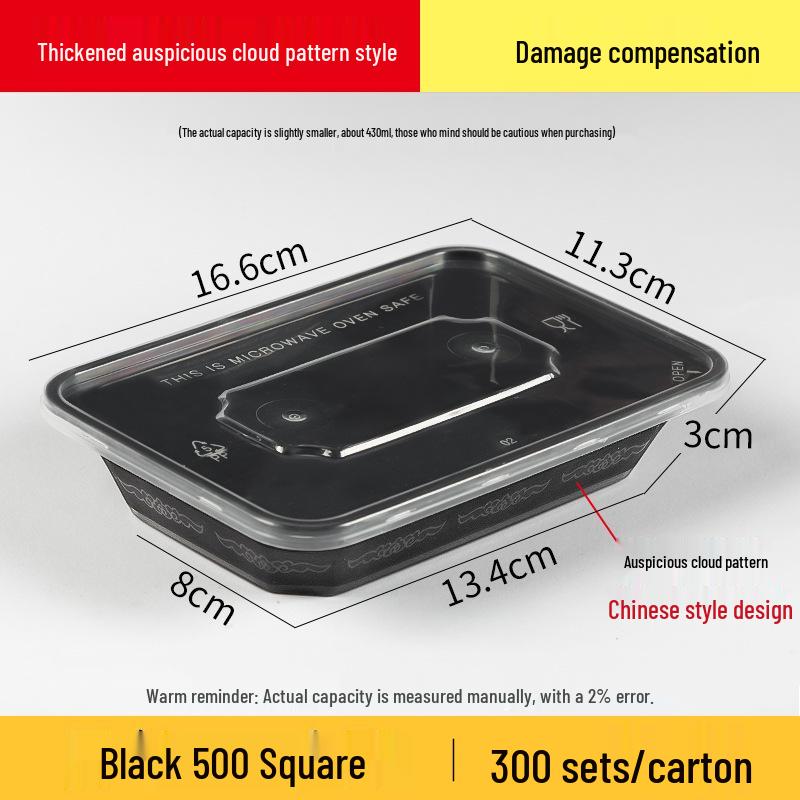 Rectangular 750/1000ml Disposable Transparent Plastic Takeout Meal Box